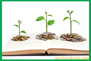 Book sprouting money plants