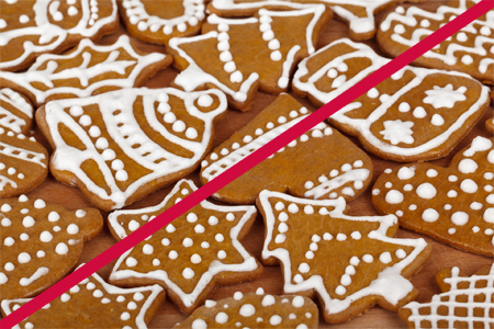 Christmas Cookies, diagonal red line, pub domain